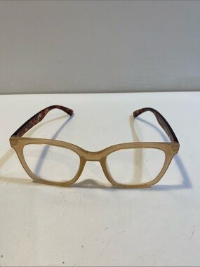 Max Studio Beige Square Frame  Reading Glasses with Tortoiseshell Temples 1.5